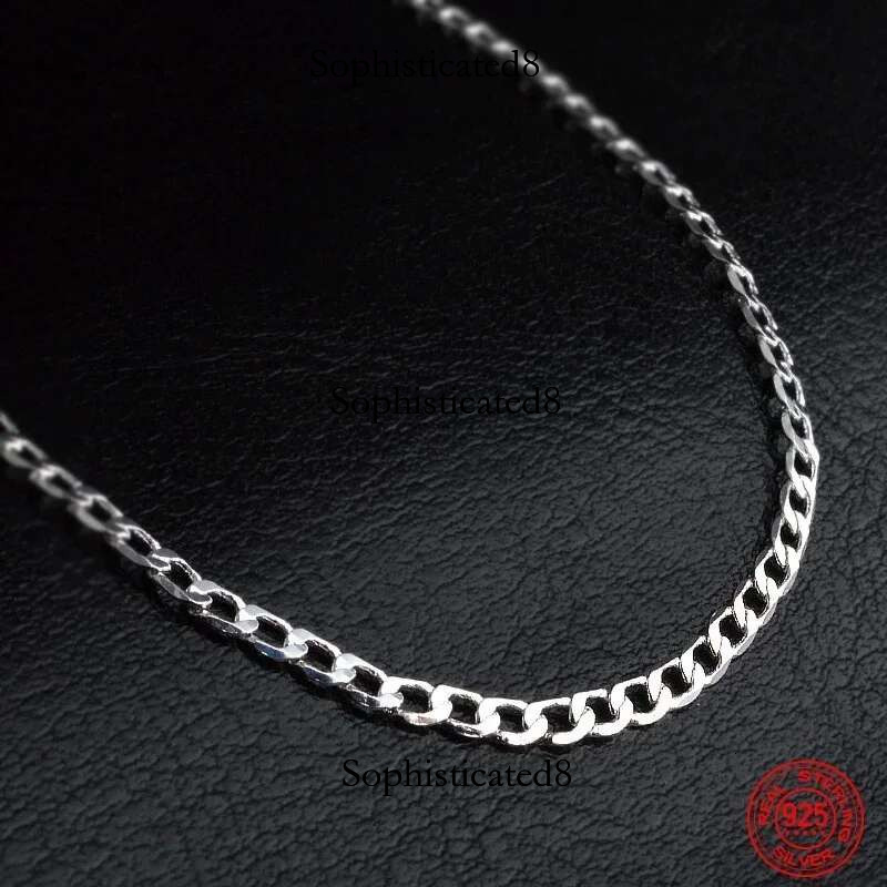 1pcs hot Fine Sterg Sier 2MM Flat Necklace Chain For Women Men Fashion Wedding Party Jewelry Gift