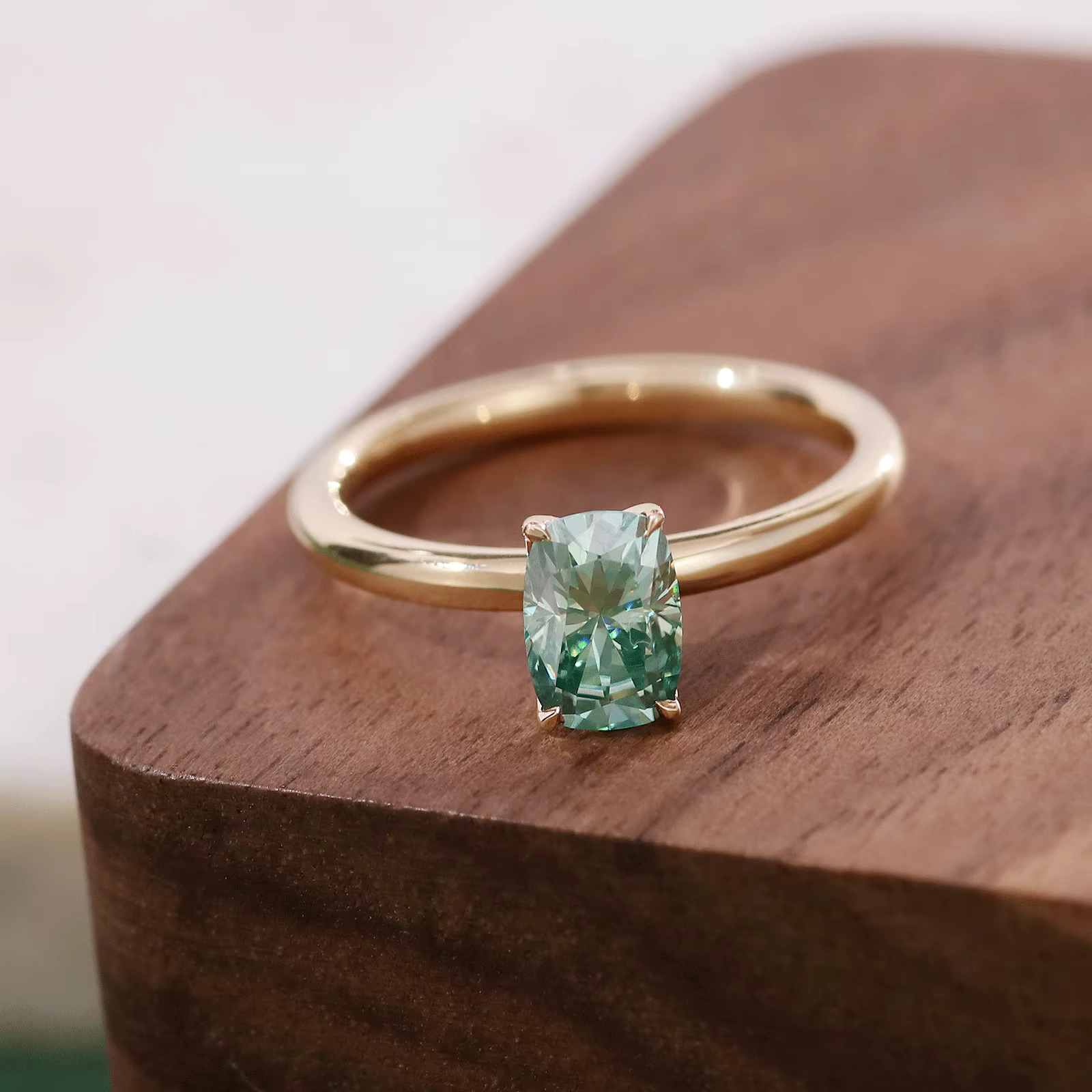 10k blue-green pyroxene ring classic style anniversary gift for boutique jewelry wedding