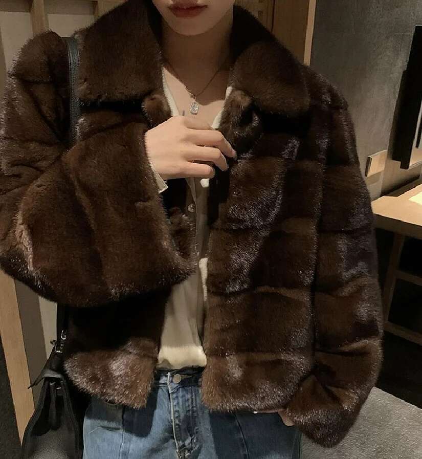 ew coat for 2023, 100% real mink fur coat, warm and stylish in winter
