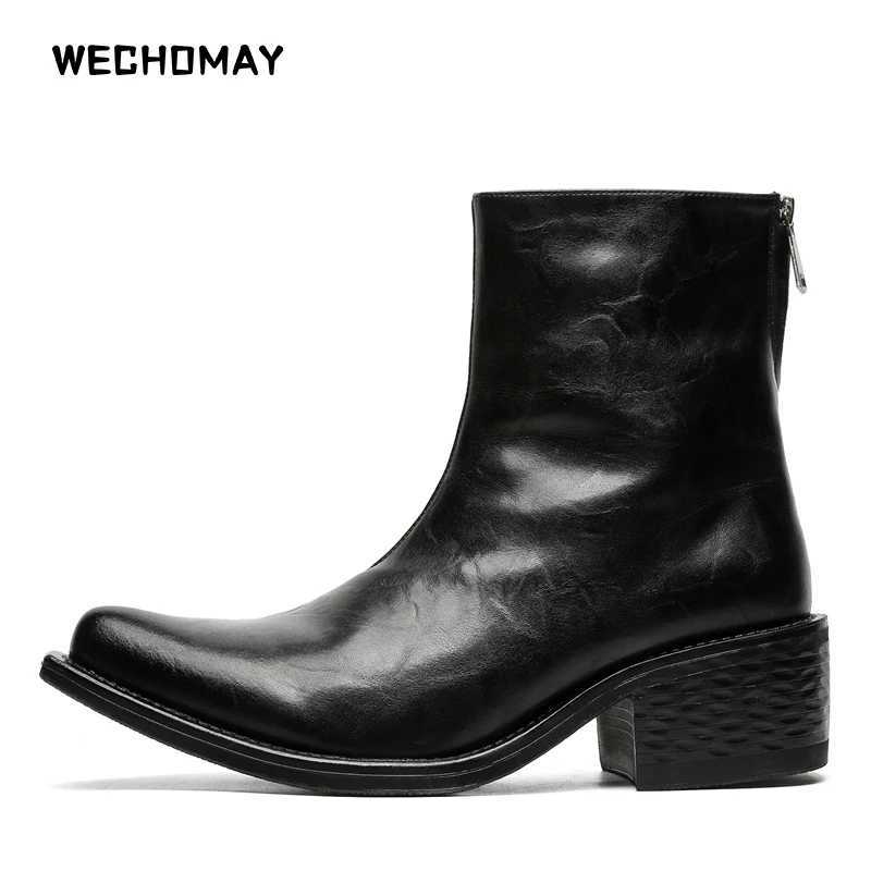 Leather boots mens brand British style comfortable and fashionable thick soled wizard ankle boots Z250303