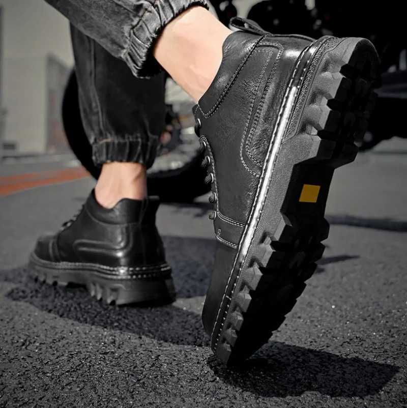 New Genuine Leather Men Boots Cow Leather Upper Durable Sole Lace up Autumn Winter Boots Daily Leisure Outdoor Shoes For Man Z250303
