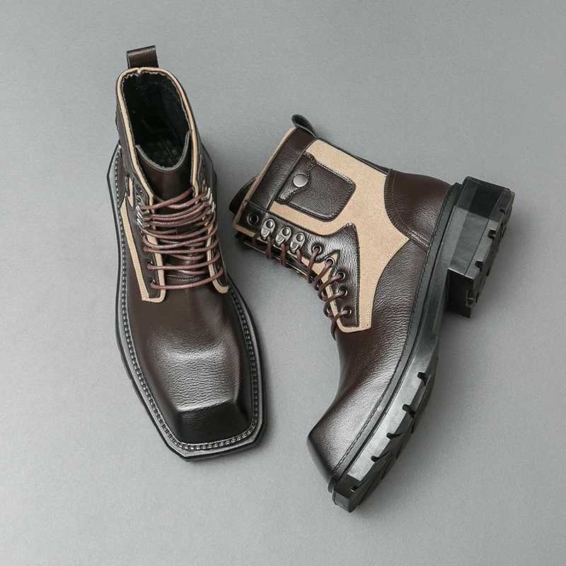Golden Sapling Punk Style Mens Boots Fashion Leather Shoes Platform Shoes Casual Business Party Ankle Boots Mens Casual Shoes Z250303