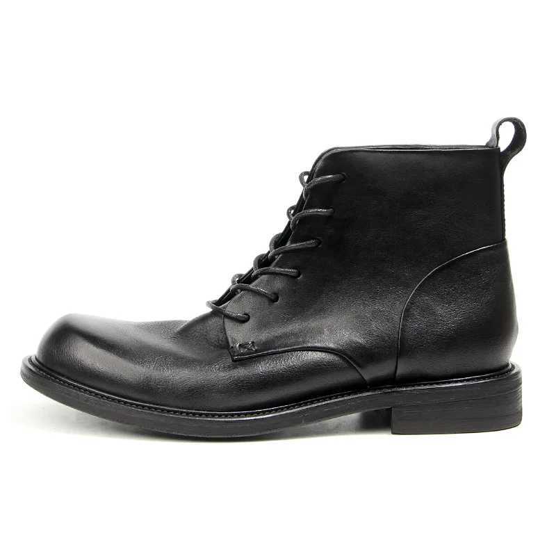 CLAIAMI Handmade Cow Leather Ankle Men Boots Polished Men Shoes Luxury Trendy Lace-up Rubber Men Boots Shoes Mens Boots Z250303