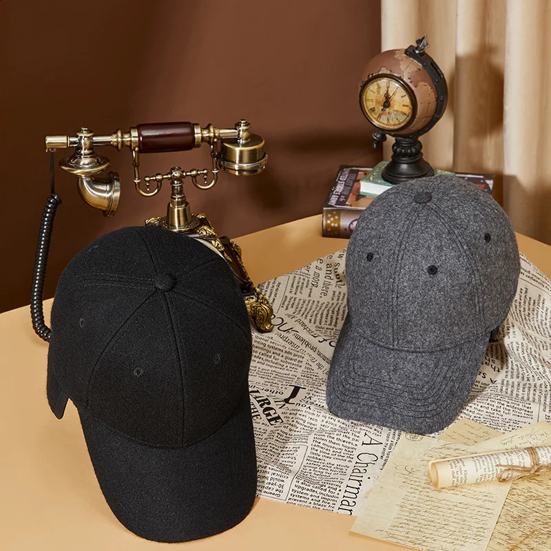 Dad Winter Bomber Hat Adult Ski Thick Warm Fleece Lining Felt Sport Hat Big Head Man Plus Size Wool Baseball Cap 55-59cm 60-65cm 250228