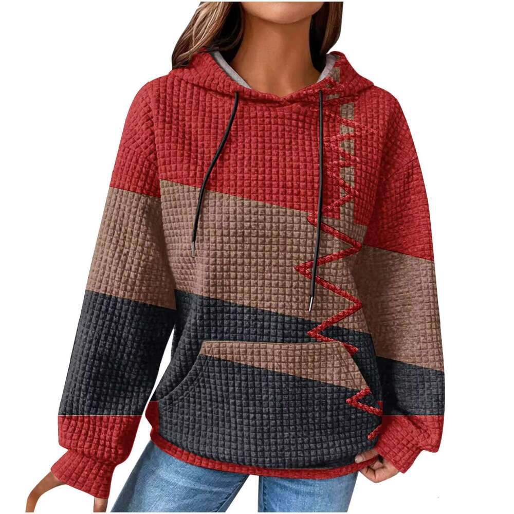 Custom Autumn Winter Womens Long-Sleeved Colourful Print Loose Sweatshirts Tops Quality Hooded Hoodie