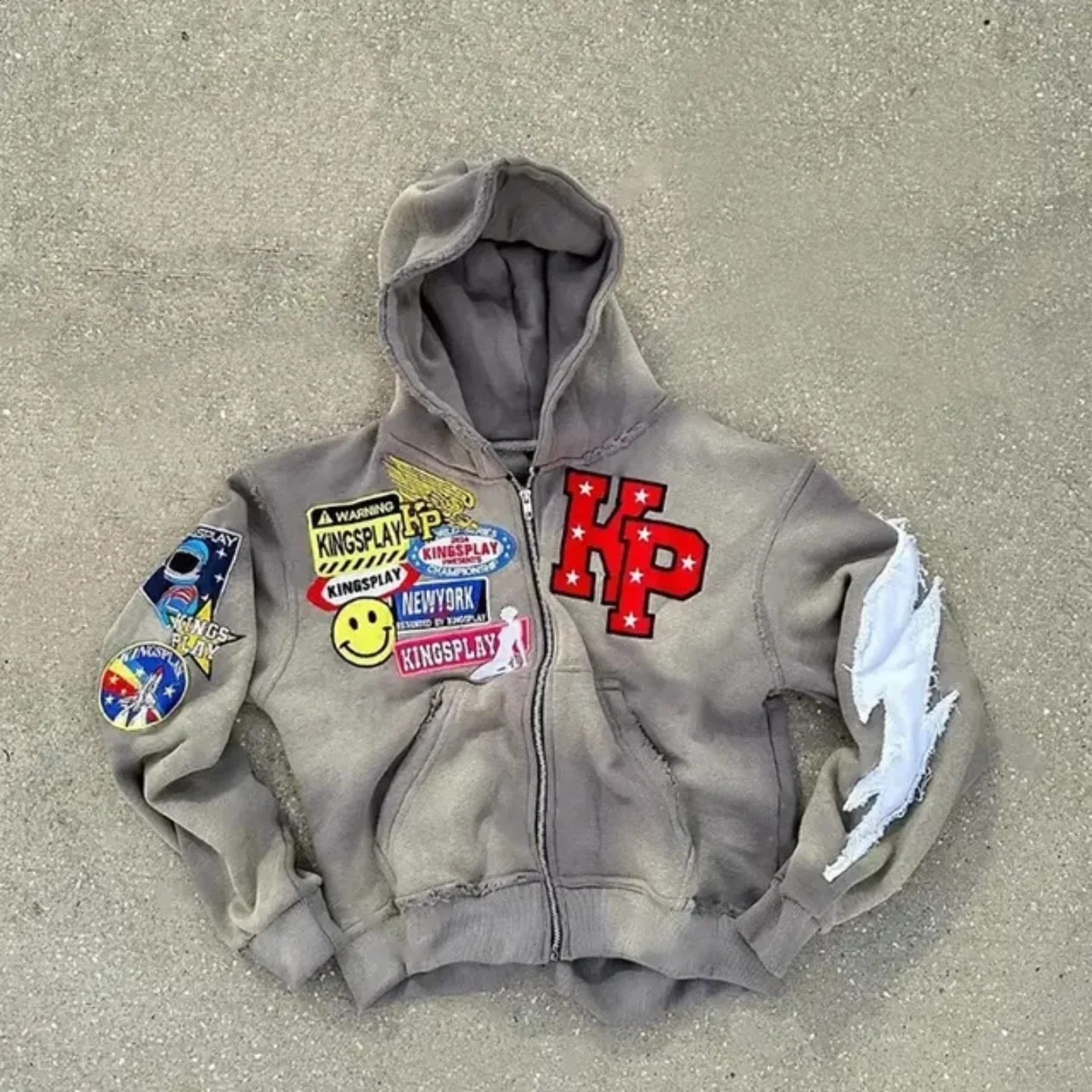 American retro zipper hoodie Y2K clothing mens Harajuku hip-hop cartoon graphics super large hoodie sweater jacket 250228