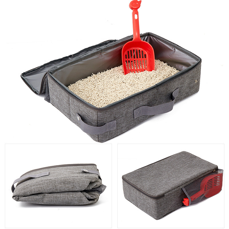 Foldable travel litter box Oxford Cloth Go out portable Pet bag Inside Mobile cat toilet