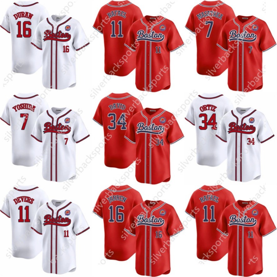 Men Women Youth Red White Jarren Duran Rafael Devers David Ortiz Trevor Story Triston Casas Masataka Yoshida Garrett Whitlock Baseball Custom Jersey T
