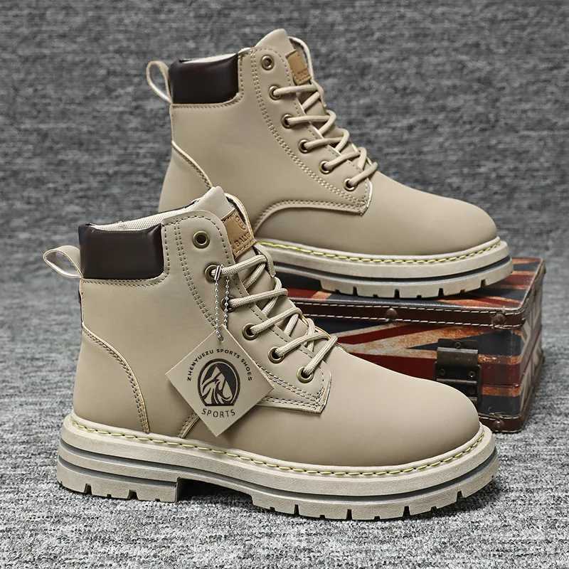 High Top Mens Ankle Boots Designer Luxury Man Motorcycle Boots British Style Leather Boots Brand Lace-Up Men Shoe Mens Boots Z250303