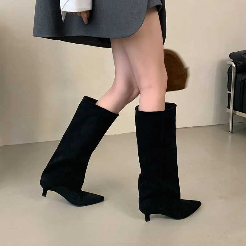 Woman Flat Boots Boots-Women Shoes Luxury Designer Sexy Thigh High Heels High Sexy Winter Footwear Low 2025 Fashion Autumn Points Z250303