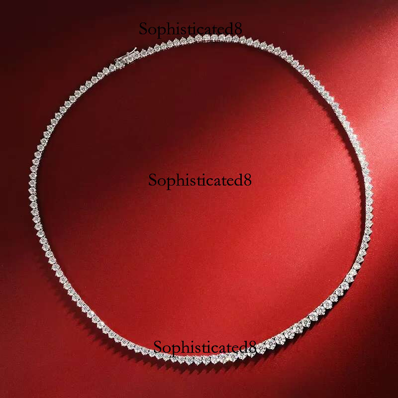 OEVAS 100% Sterg Sier Three-claw D Color Gradient Full Moissanite for Women Tennis Chain Necklace Fine Jewelry