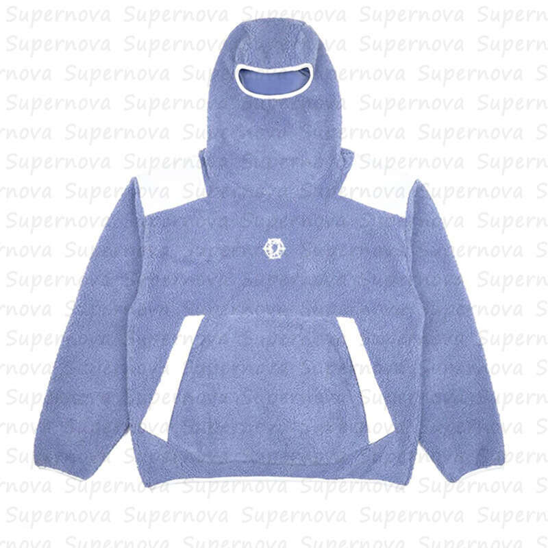 Trendy American Street Lamb Men's Thick Fleece Jacket Warm Hoodie Splicing Coat