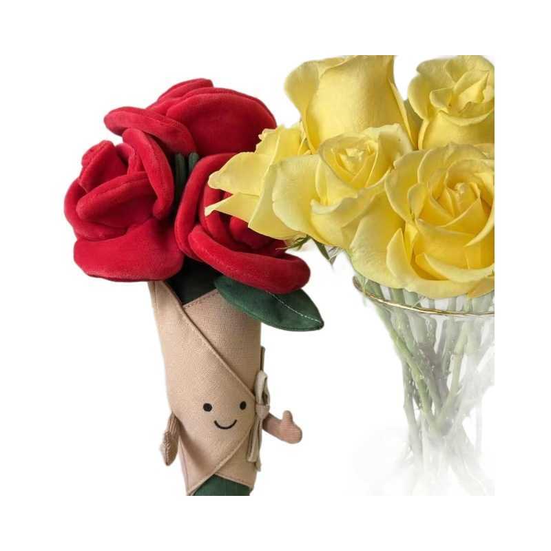Plush Dolls Jelly Fun Bouquet Holding Flowers Beautiful Roses Doll Proposal Gift