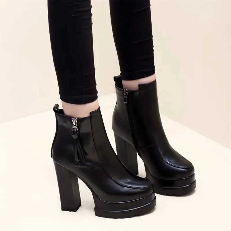 Women Boots High Heels Zipper Boots-Women Platform Luxury Designer Female Shoes Round Toe Stiletto 2024 Lolita FAshion Rub Z250303