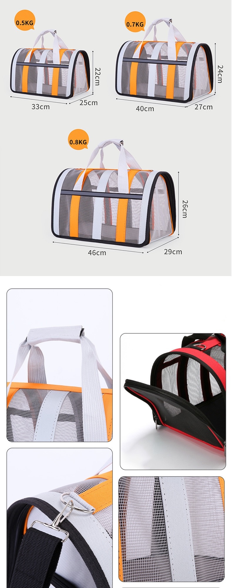 Reflective strip design Cat, Dog Carrier for Small Medium Cats Expandable Soft Sided, Collapsible Travel Puppy Carrier