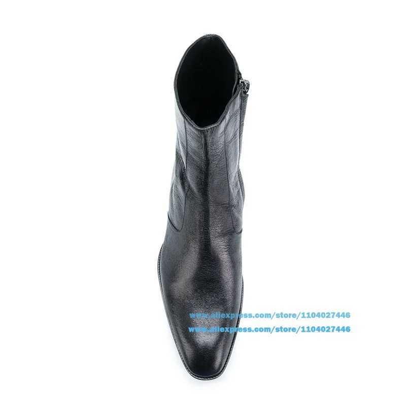 Chelsea Boots for Men Side Zippers High-Top Genuine Leather Ankle Booties Stylish Designer Pointy Toe Luxury 37-46 European Size Z250303