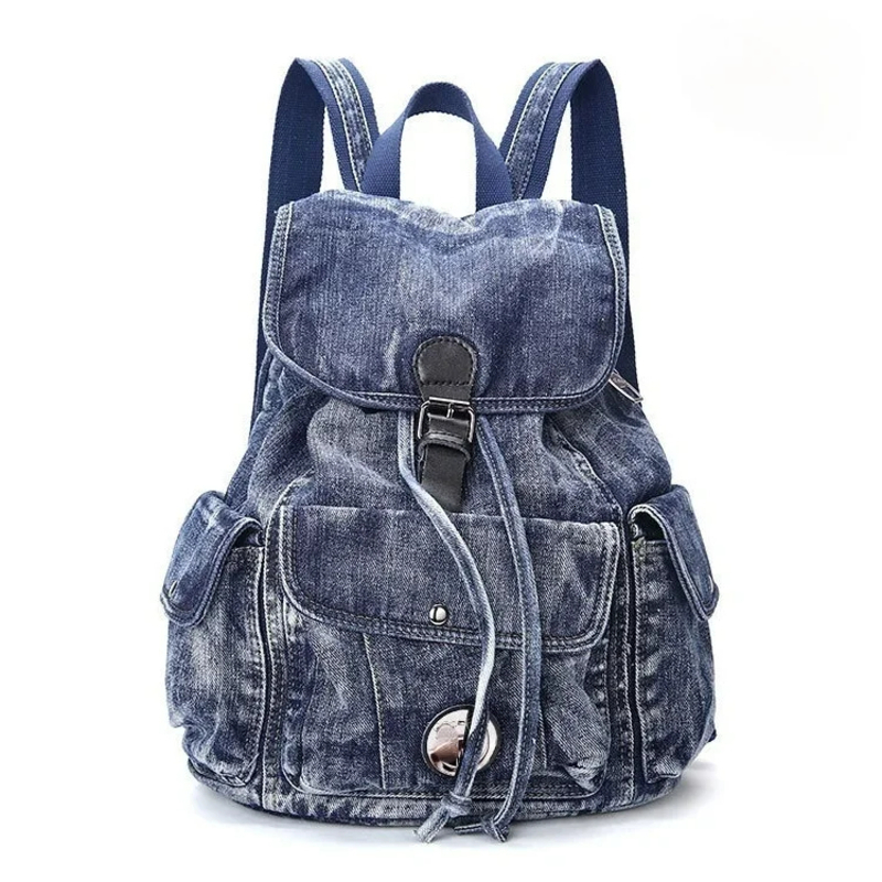 Ship from US Fashion Casual Denim Women Backpack Large Capacity Jean Bag Teenage Girls School Shoulder Female Backpack 250228FBB