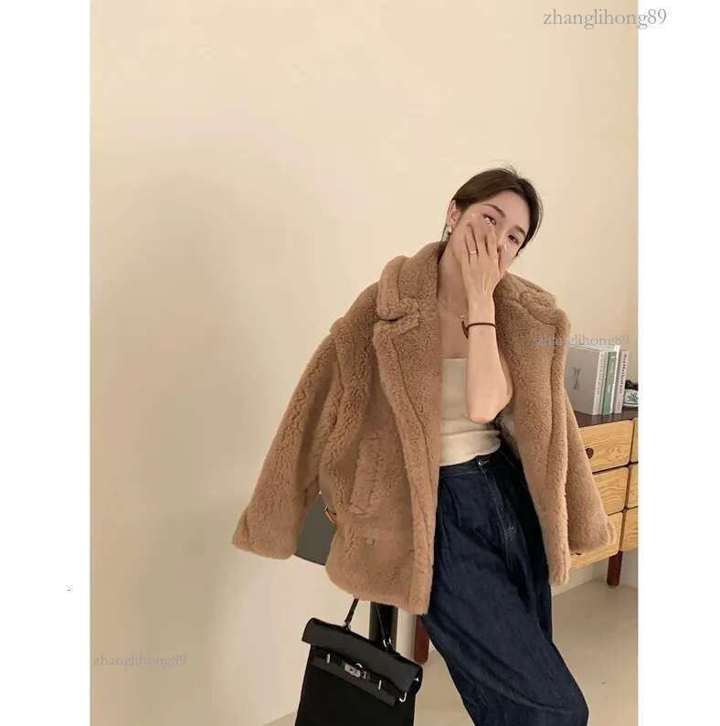 Coat Winter Fur Real Wool Alpaca Teddy Bear Coat Women Thick Fur Jacket Short Outerwear Lady Streetwear S3595 2