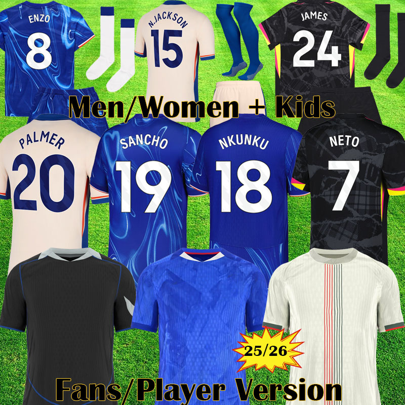 CFC ENZO 2025 2026 NKUNKU CAICEDO Soccer Jerseys NETO Retro PALMER 24 25 JOAO FELIX SANCHO football shirt MUDRYK Men kits MADUEKE Kids Equipment FOFANA jersey Uniform