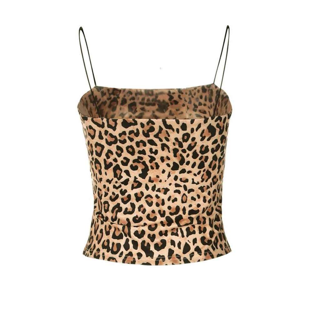 For Sexy Camisole Women Leopard Print Skinny Crop Top Female Party Nightclub Bodycon Sleeveless Camis Tank Tube Tops Y2K
