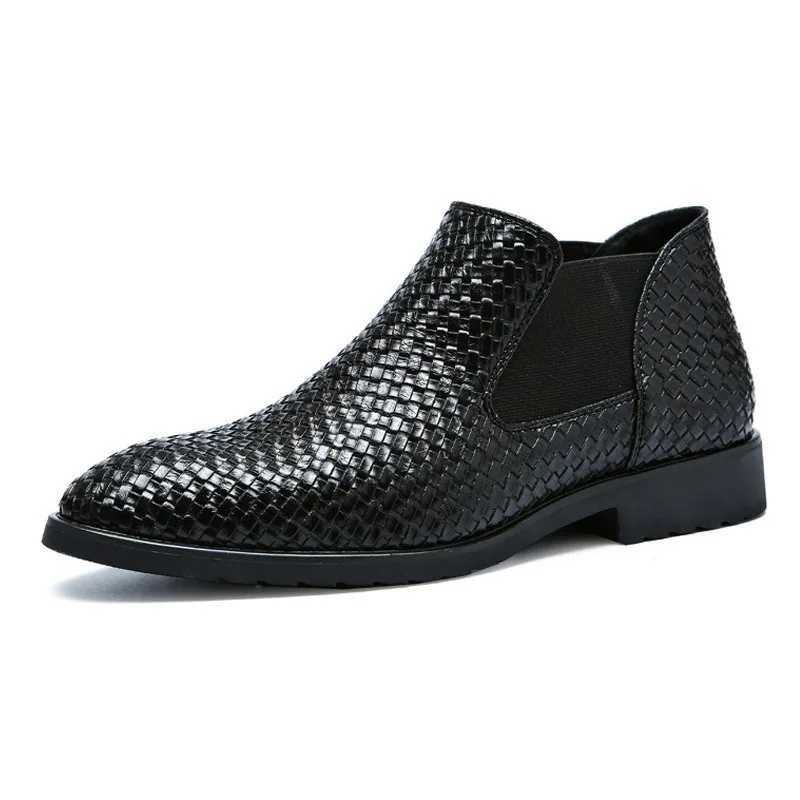 Black Mens Boots Luxury High Quality Chelsea Boots Male Leather High Top Casual Shoes Designer Classic Business Men Ankle Boots Z250303