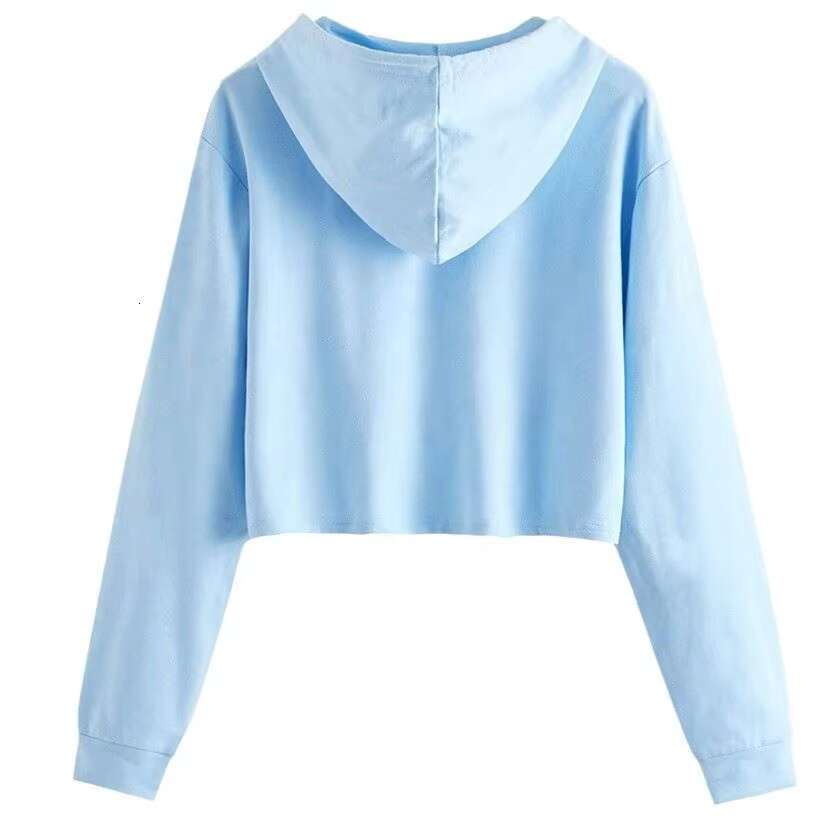 Fall New Solid Color Hooded Pullover Hoodie Woman