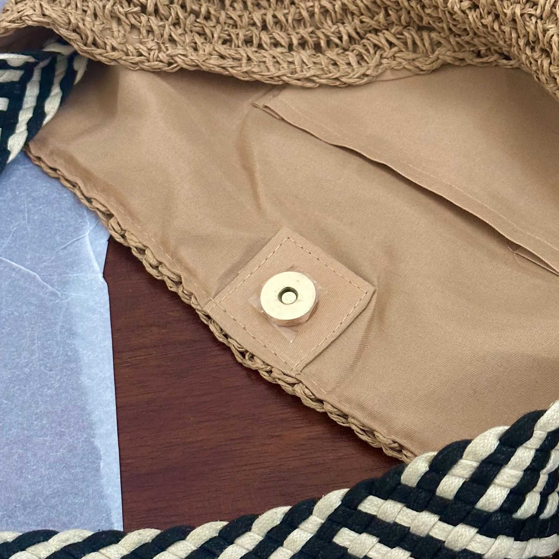 Straw woven bag, woven bag, handmade single shoulder woven women's bag, versatile, niche fashion handbag, shoulder bag