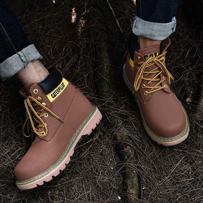 Leather mens winter ankle military hiking snow yellow designer tactical boots outdoor mens work shoes sports shoes Z250303