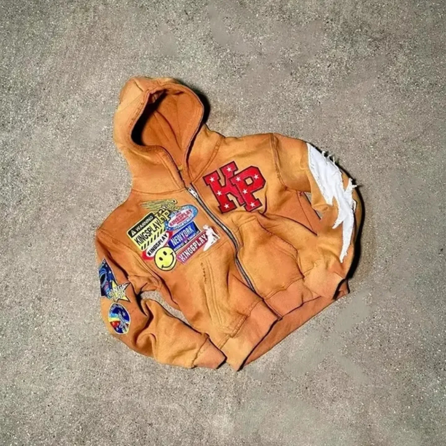 American retro zipper hoodie Y2K clothing mens Harajuku hip-hop cartoon graphics super large hoodie sweater jacket 250228