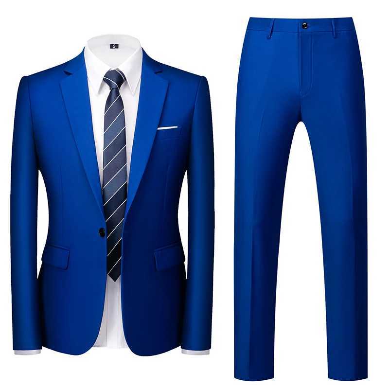 22 Colors Single Breasted Formal Wedding Suits Mens Clothing Fashion Simple Men Business Social Prom Party Dress 2 Piece Set M250303