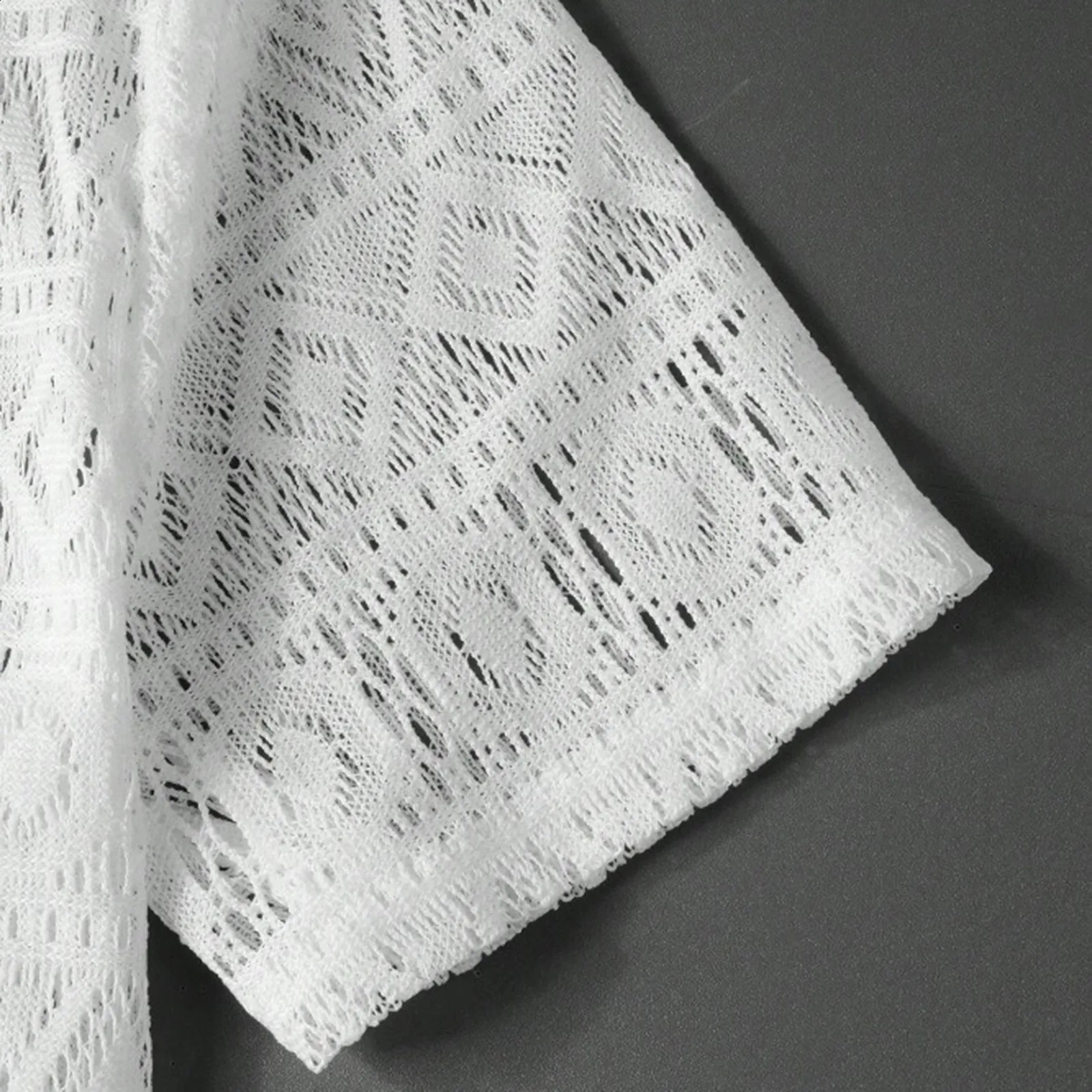 Mens Hollow Out Lace Shirts Short Sleeve Lapel Button Down Shirt Blouses Summer Lace Breathable White Blouses Tops Streetwear 250224