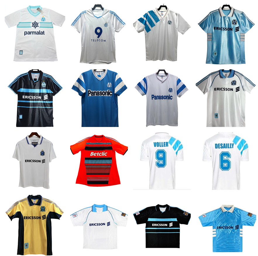 Maillot de foot MarseilleES RAVANELLI BOLI retro soccer jerseys 1990 1991 1992 1993 1998 1999 2000 2011 2012 Payet DROGBA L.BLANC RIBERY PIRES vintage Football