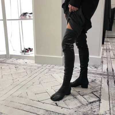 Boots mujer 2025 chunky low heel overknee long Sock boots for woman split toe black leather rain boots luxury or boots Z250303