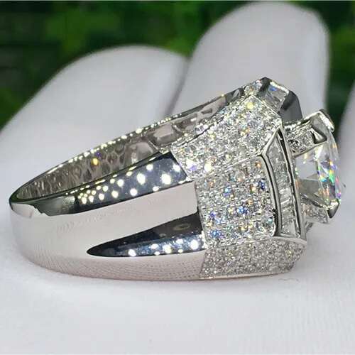 14K 3 Carats Dia Ring for Men Rock 14k Gold Anillo Esmaltado Sier Jewelry Bague Diamant Bizuteria Rings