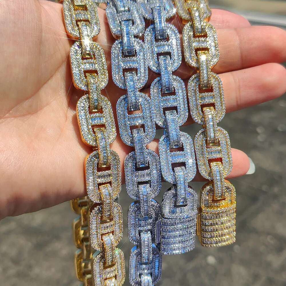 15mm Mens Cuban k Chain Two Stone Iced Out Thick Pig Nose Necklace for Women Bg CZ Hip Hop Jewelry Drop Shipping