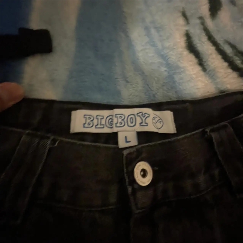 Harajuku Polar Big Boy Baggy Jeans Y2K Pants Gothic Graphic Brown Embroidery High Waist Jeans Wide Trousers Men Clothing 250228