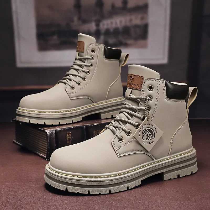 Mens leather boots fashionable motorcycles mens ankle boots winter boots mens shoelaces Botas Hombre Z250303