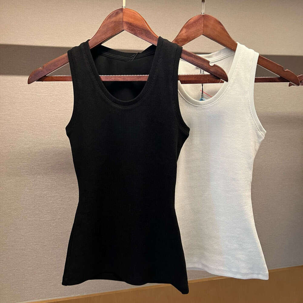 Threaded Knitted Embroidered Sleeveless Tank Top Elastic Slim Fit Inner For Women
