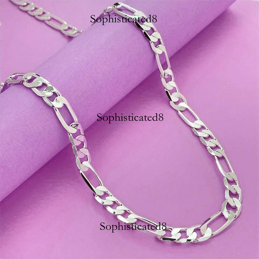 wholesale Noble Mens 6MM flat Cuban chain Sterg sier Necklace Fashion Jewelry for women men solid party wedding gift