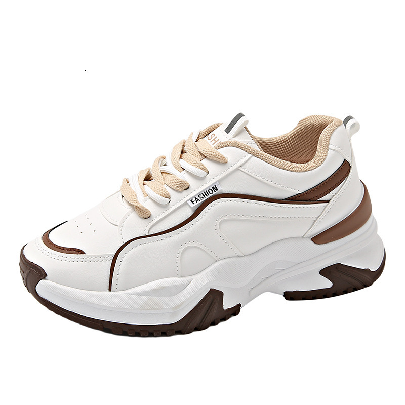 Women s Designer New 2025 Spring And Summer New Leather Breathable Casual Fashionable Thick Soled Height Increasing Sports Shoes