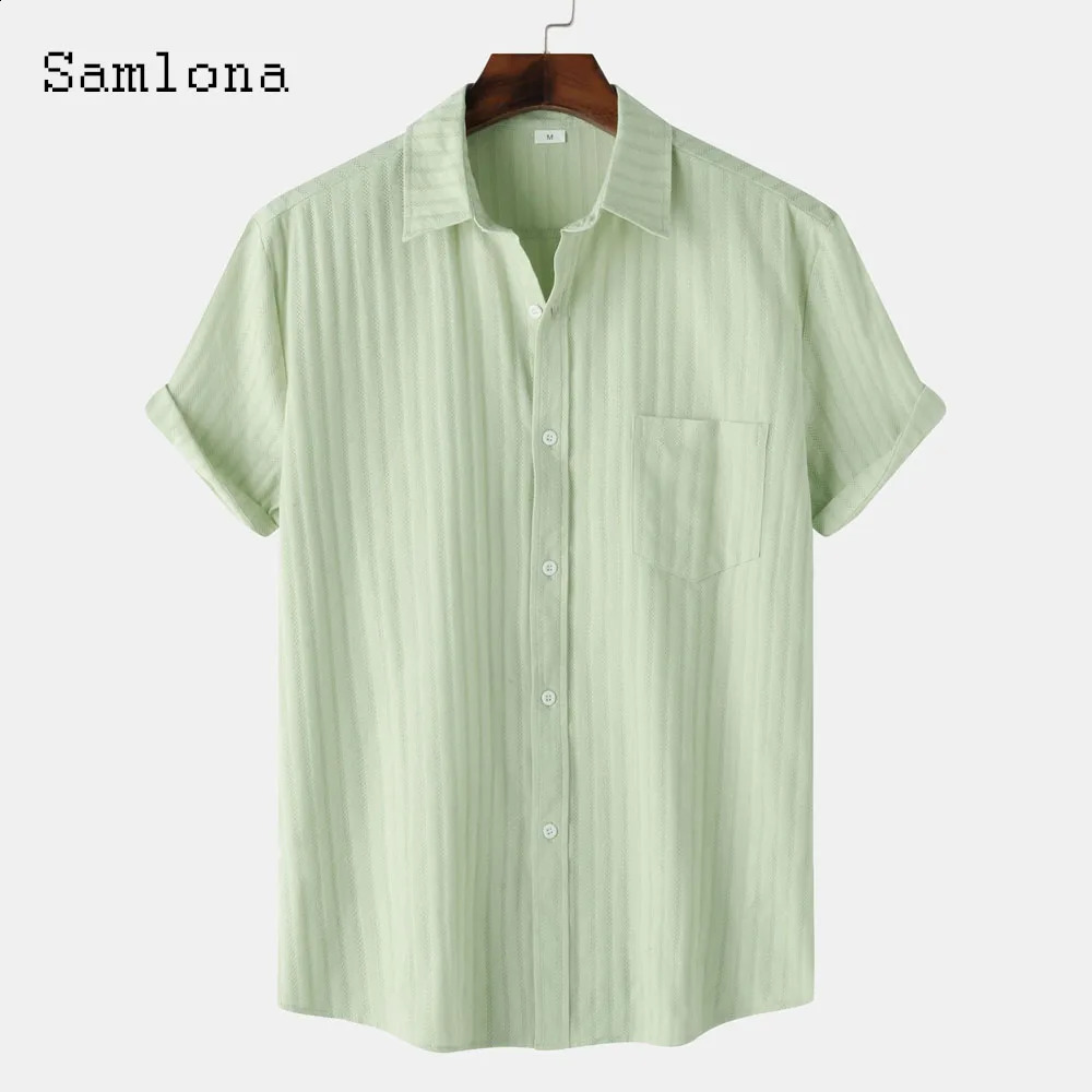 Mens Casual Daily Shirts Blue White Soft Basic Tops Sexy Hollow Out Blouse Lepal Collar shirt blouses Oversized Men Clothing 250225