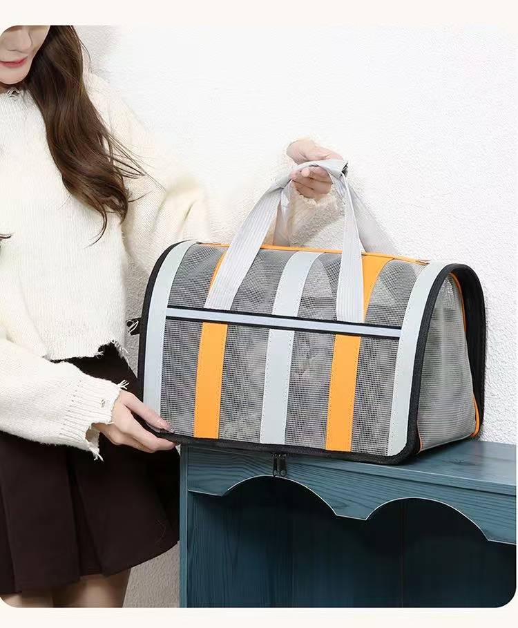 Reflective strip design Cat, Dog Carrier for Small Medium Cats Expandable Soft Sided, Collapsible Travel Puppy Carrier