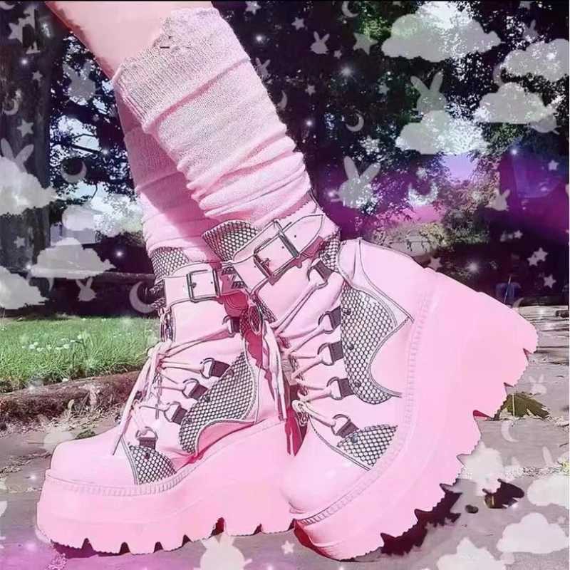 Womens Boots 2022 Autumn Women Ankle Boots Platform Wedges High Heels Short Boots New Fashion Design Zip Cosplay Shoes of Women Z250303