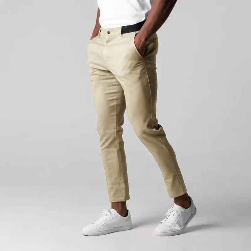 Autumn Mens Casual Pants Waterproof Trousers Japanese Business Versatile Elasticity Waist High Guality Long Pants For Male 250227