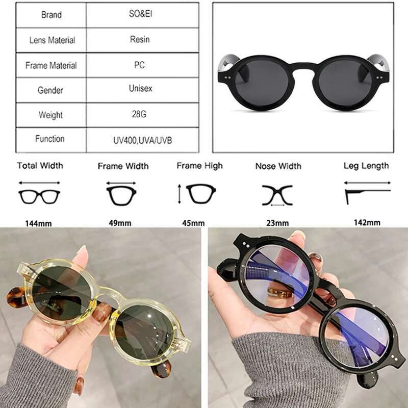 SO&EI Retro Round Women Polarized Sunglasses Fashion Rivets Decoration Men Punk Shades UV400 Leopard Sun Glasses