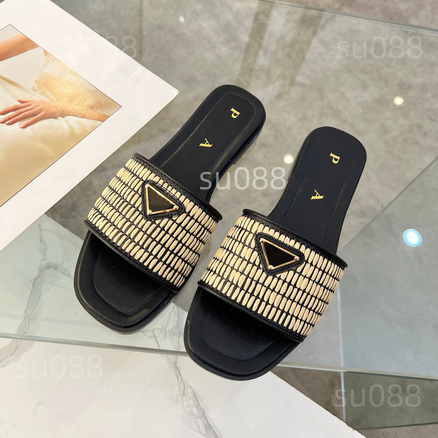 Italian brand designer womens open toed leather embroidered flat bottom pure handmade woven sandals for beach home comfort and casual flat slippers sizes 35-42