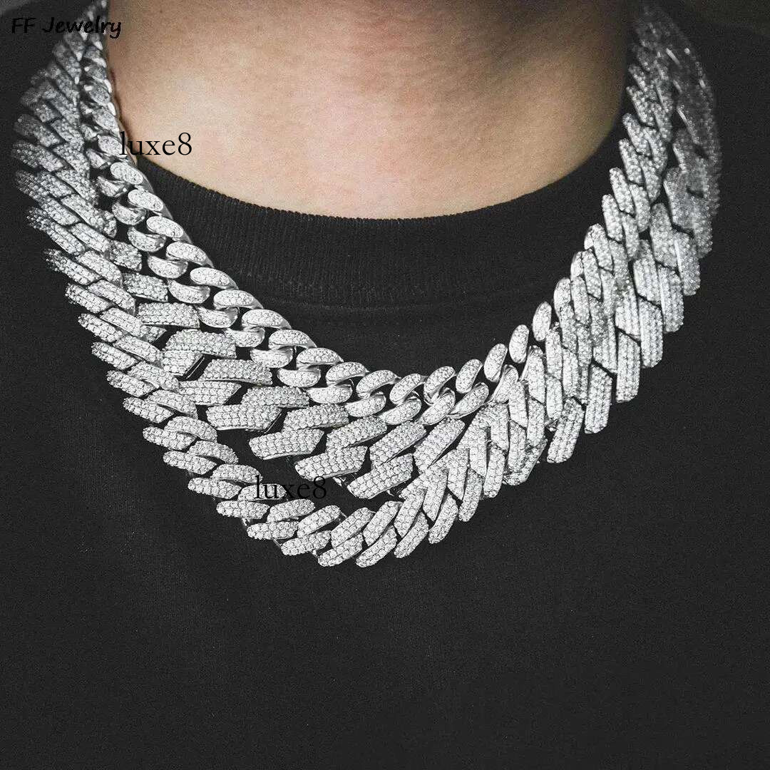 Prong k Chain Hip Hop Men iced out p chain 2/3 Row Rhie Paved Miami Rhombus Cuban Necklace