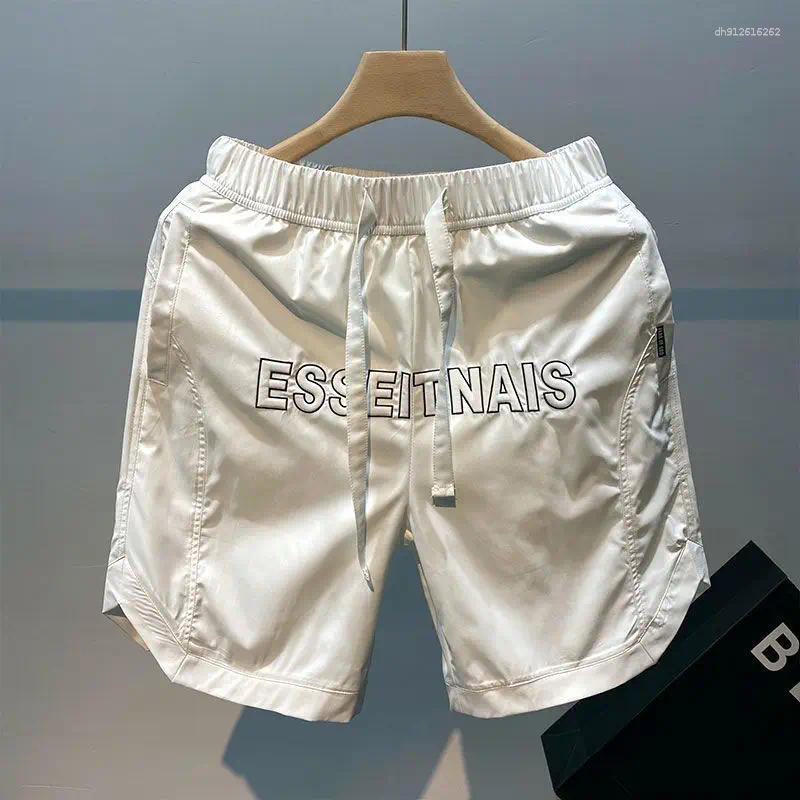 Men's Shorts Embroidered Quick-Drying Fashion Brand Ins Ice Silk 5 American High Street Sports Summer Thin Pants