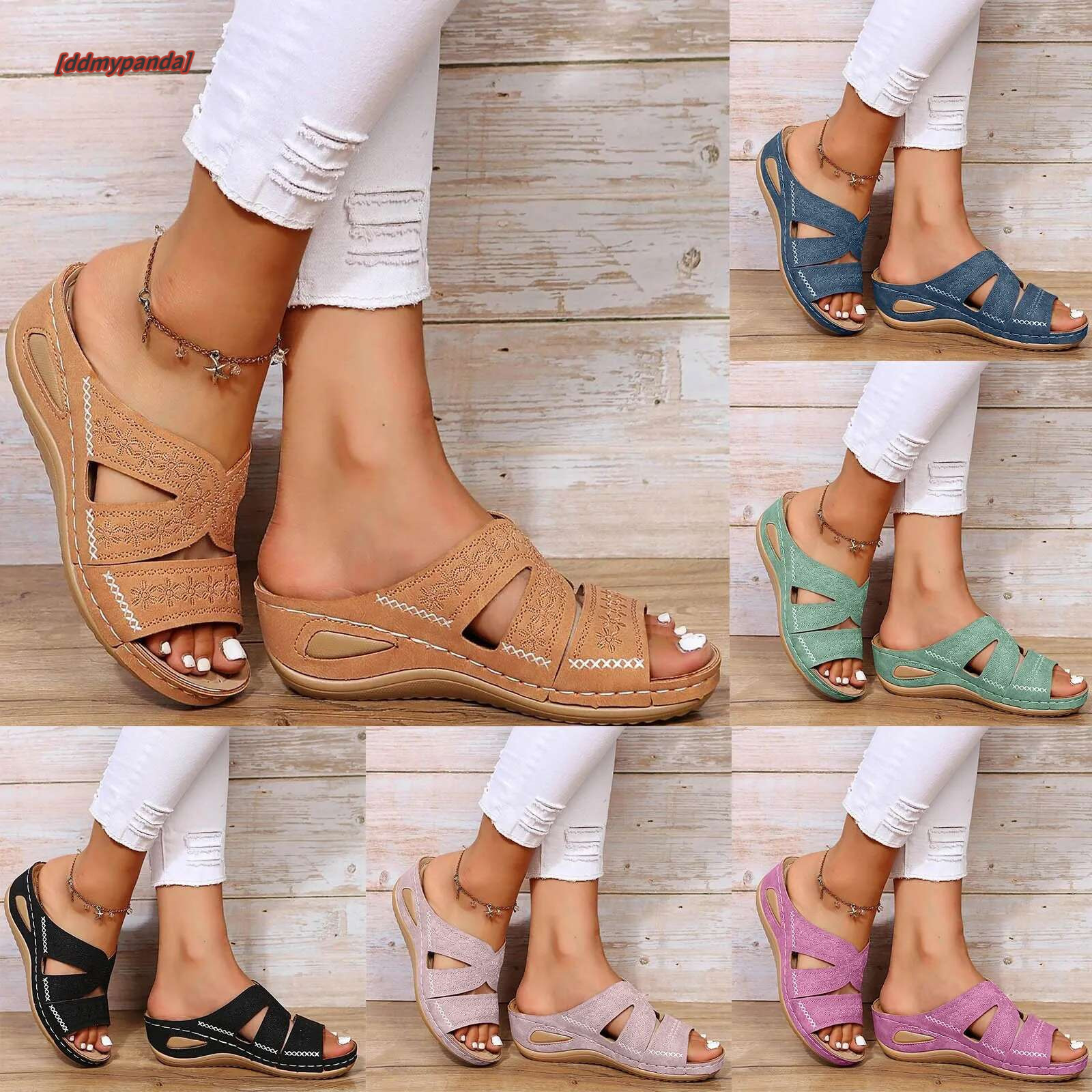 Women Clip Beach Flip ps Female Student Korean Fashion Wear Summer Flat Sandals Wedges Open Toe Breathable Shoes #ddmypanda