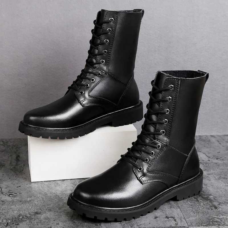 Luxury Winter Lace Up Outdoor Long Boots Motorcycle Boots Winter Warmth Designer High Leather Shoes Fashion Casual Black Boots Z250303